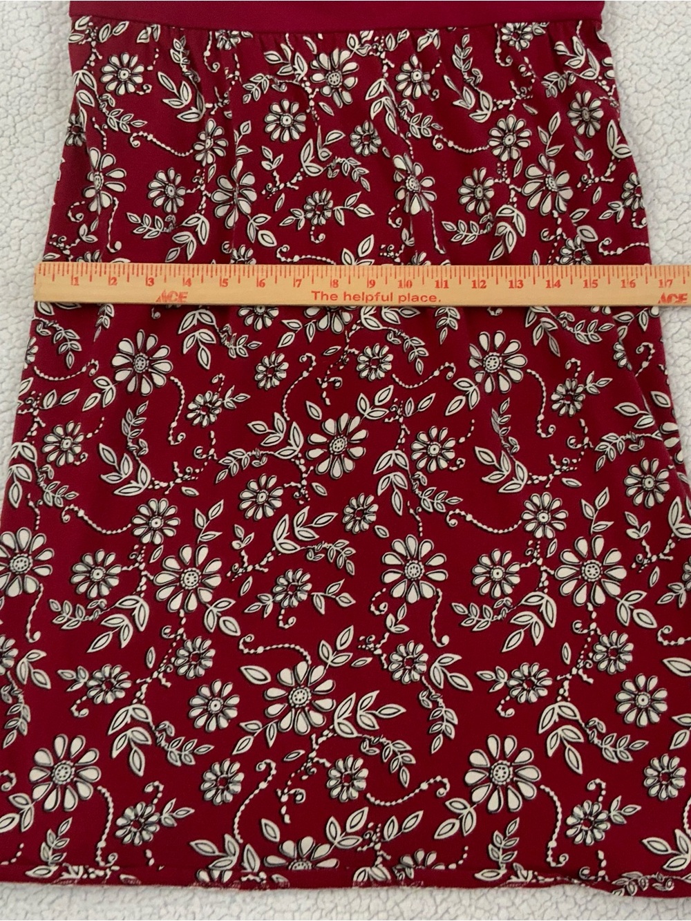 Ann Taylor Loft Empire Waist Dress Sz M Stretch Red White Floral Knit Feminine - Picture 10 of 11